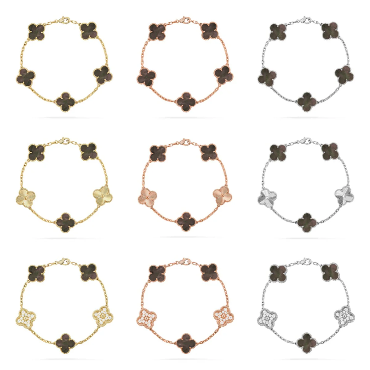 [⭐Veyra] CLOVER 5 MOTIF GRAY MOP BRACELET COLLECTION