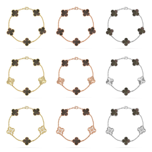 [⭐Veyra] CLOVER 5 MOTIF GRAY MOP BRACELET COLLECTION