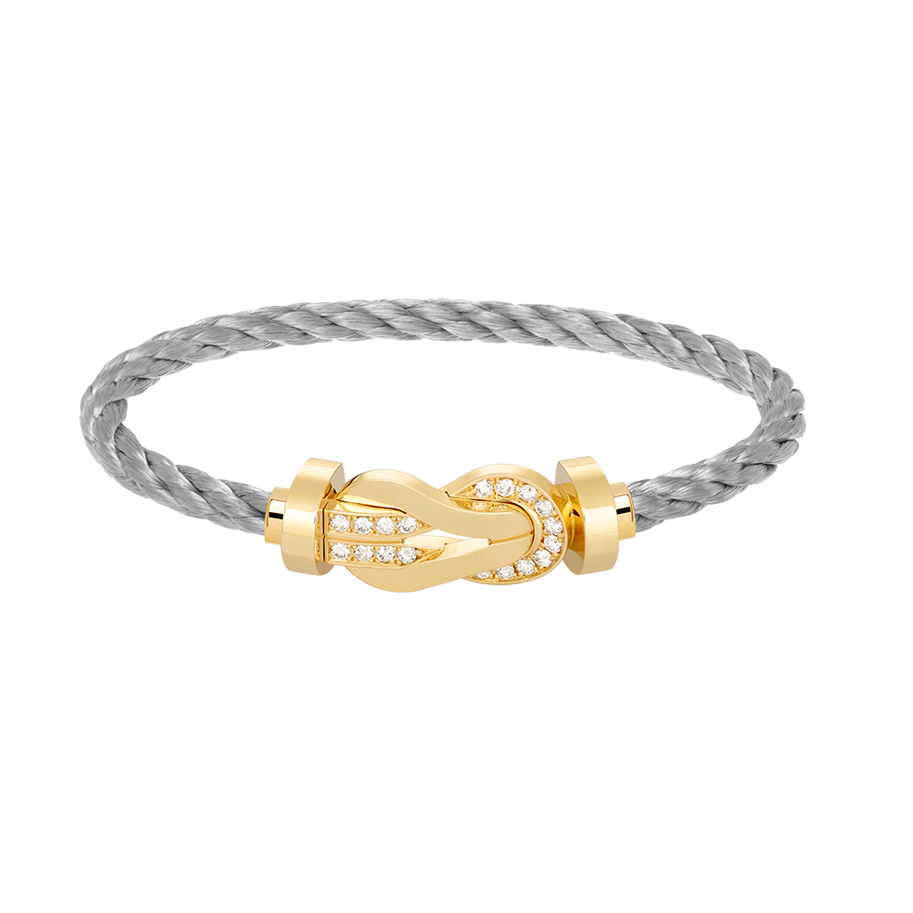 [⭐Veyra]CHANCE LARGE 8 FIGURE BUCKLE HALF DIAMOND BRACELET GOLD