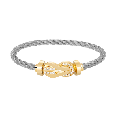 [⭐Veyra]CHANCE LARGE 8 FIGURE BUCKLE HALF DIAMOND BRACELET GOLD