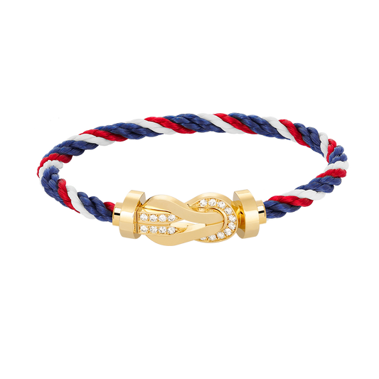 [⭐Veyra]CHANCE LARGE 8 FIGURE BUCKLE HALF DIAMOND BRACELET GOLD