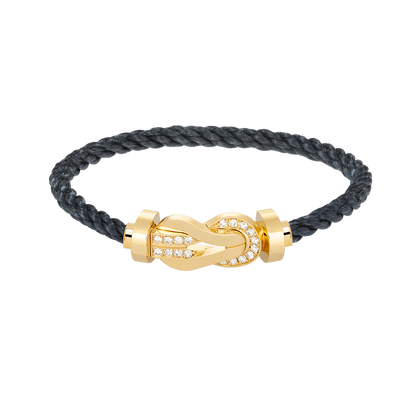 [⭐Veyra]CHANCE LARGE 8 FIGURE BUCKLE HALF DIAMOND BRACELET GOLD