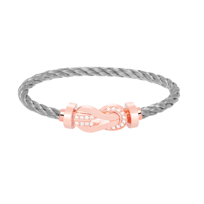 [⭐Veyra]CHANCE LARGE 8 FIGURE BUCKLE HALF DIAMOND BRACELET ROSE GOLD