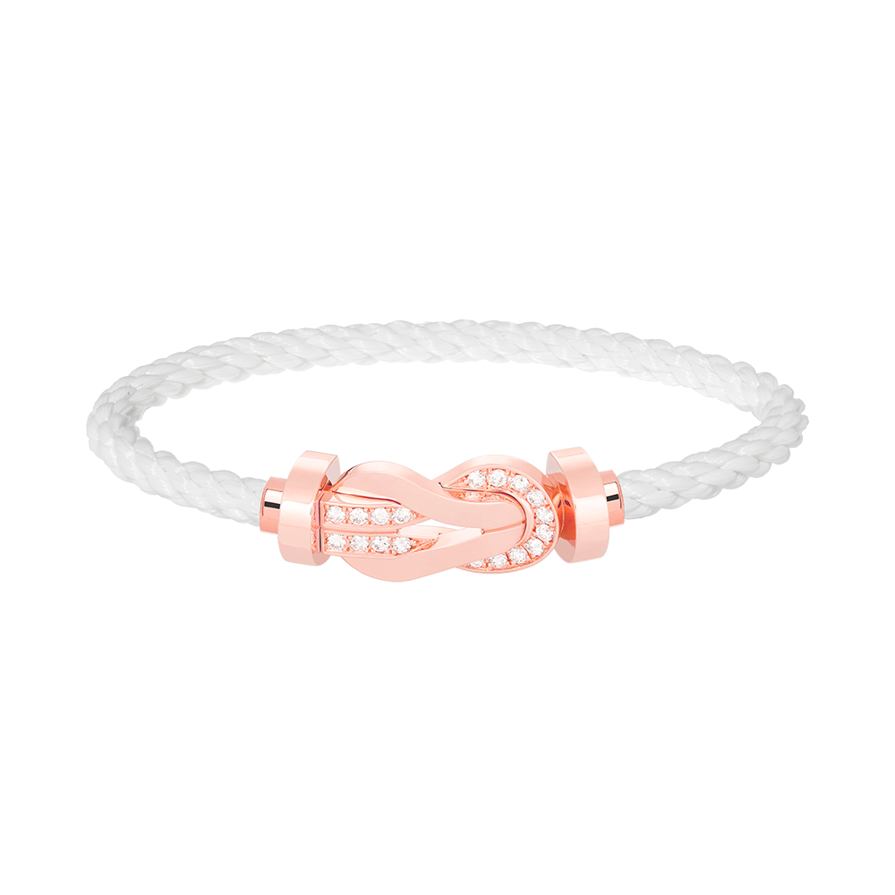 [⭐Veyra]CHANCE LARGE 8 FIGURE BUCKLE HALF DIAMOND BRACELET ROSE GOLD