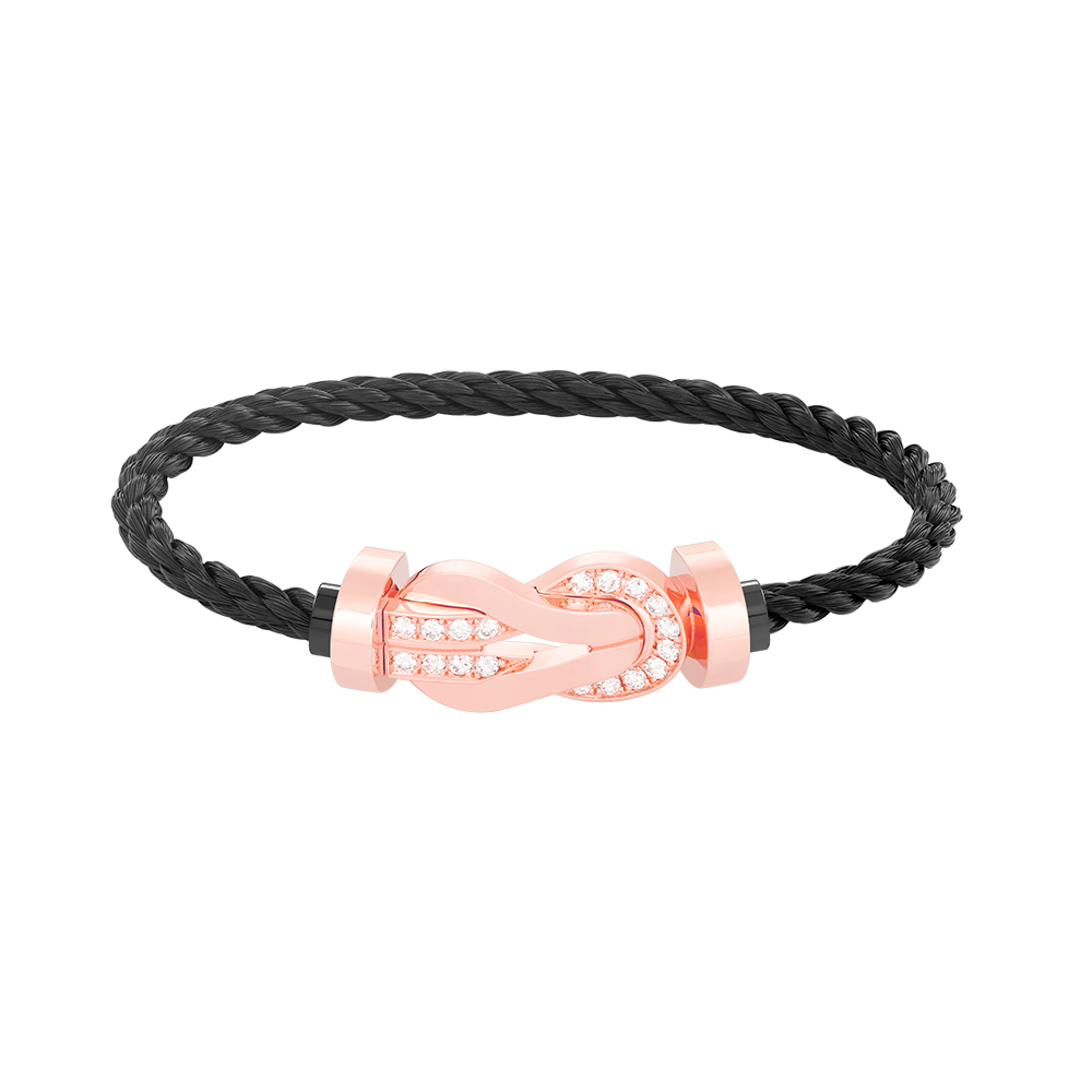 [⭐Veyra]CHANCE LARGE 8 FIGURE BUCKLE HALF DIAMOND BRACELET ROSE GOLD
