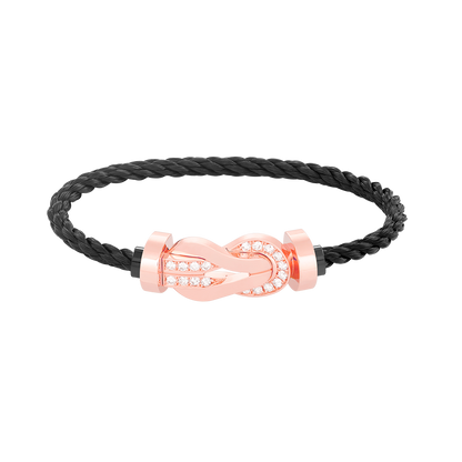 [⭐Veyra]CHANCE LARGE 8 FIGURE BUCKLE HALF DIAMOND BRACELET ROSE GOLD