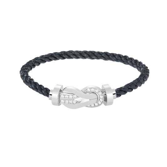 [⭐Veyra]CHANCE LARGE 8 FIGURE BUCKLE HALF DIAMOND BRACELET SILVER