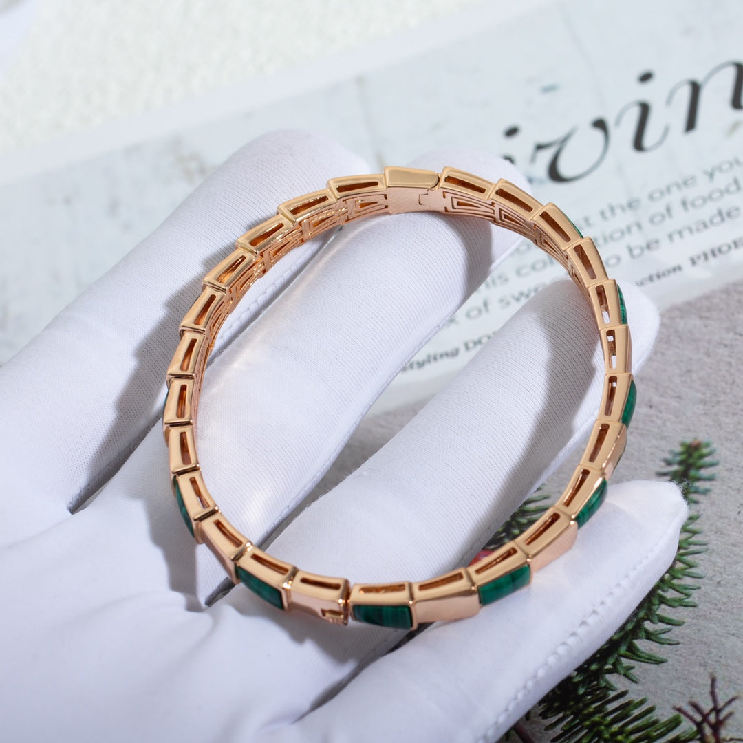 [⭐Veyra]SERPENTI BRACELET PINK GOLD MALACHITE