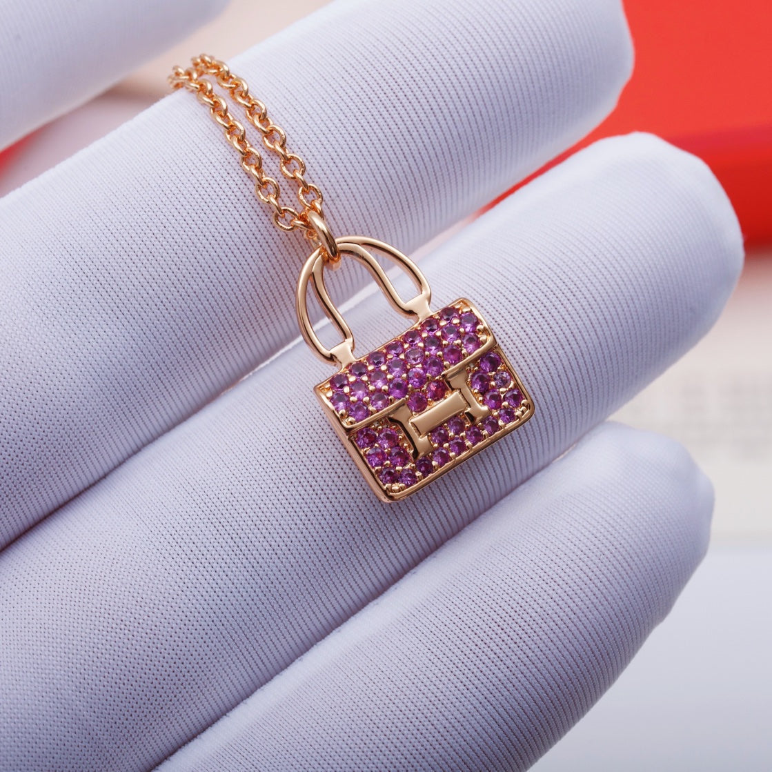 [⭐Veyra]CONSTANCE PEDANT PURPLE DIAMOND NECKLACE