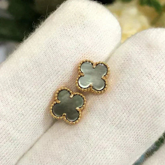 [⭐Veyra]CLOVER MINI 9.5MM GRAY MOP EARRINGS