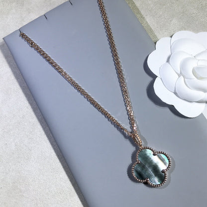 [⭐Veyra]CLOVER 25MM GOLD DARK MOP BIG CLOVER NECKLACE