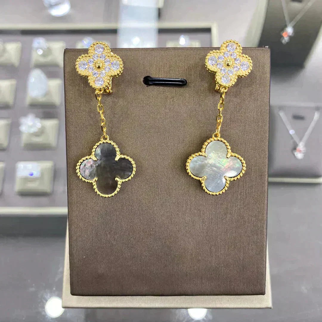 [⭐Veyra]CLOVER  2 MOTIFS  DIAMOND  EARRINGS (MULTIPLE CHOICESç´