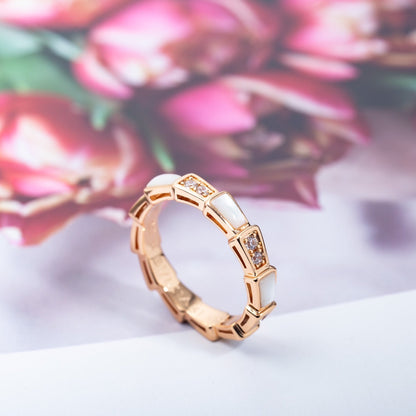 [⭐Veyra]SERPENTI RING PINK GOLD DIAMOND MOP 3MM
