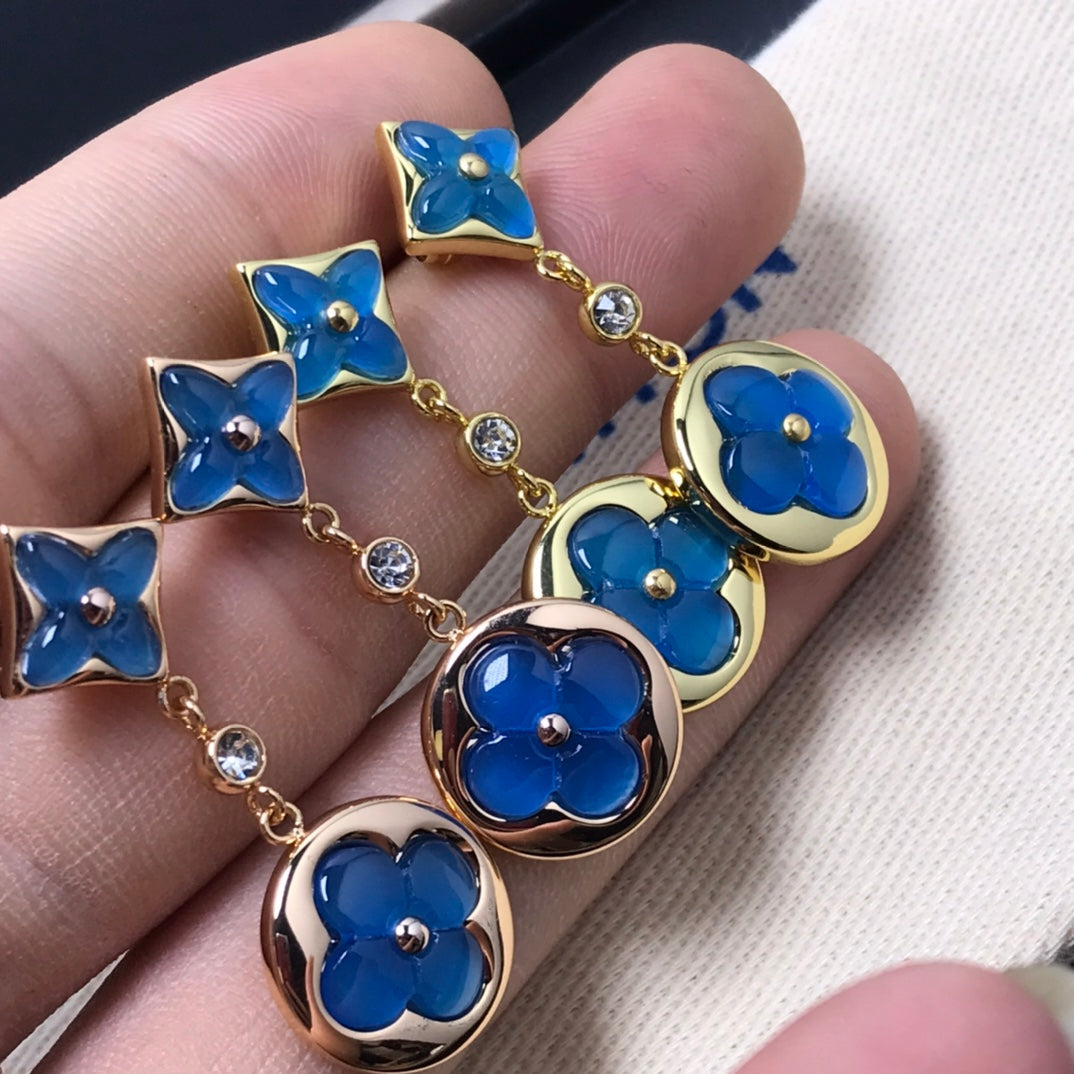 [⭐Veyra]STAR AND SUN AGATE DIAMOND EARRINGS