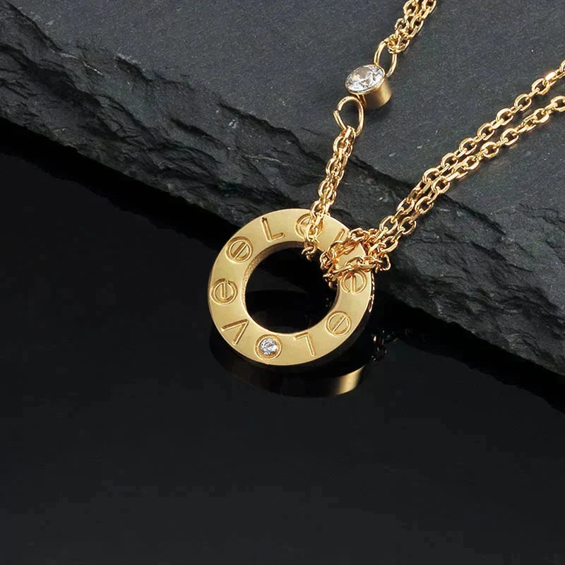 [⭐Veyra]LOVE NECKLACE 16MM 2 DIAMONDS