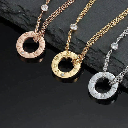 [⭐Veyra]LOVE NECKLACE 16MM 2 DIAMONDS