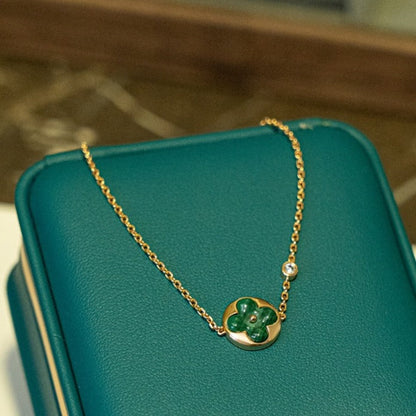 [⭐Veyra]SUN MALACHITE 1 DIAMOND PINK GOLD BRACELET
