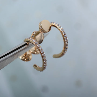 [⭐Veyra]JUSTE EARRINGS 12.75MM PINK GOLD DIAMOND