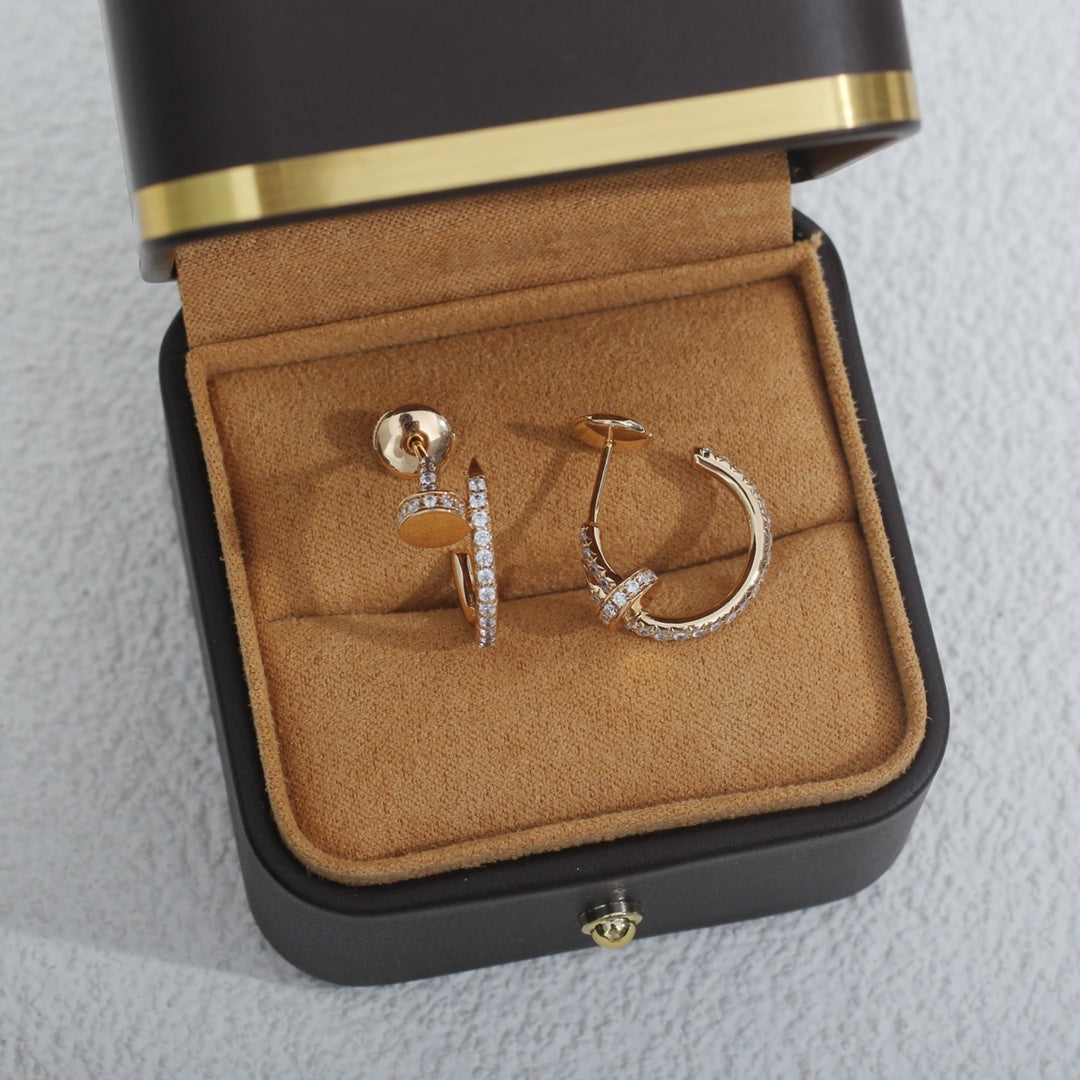 [⭐Veyra]JUSTE EARRINGS 12.75MM PINK GOLD DIAMOND