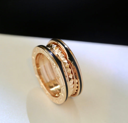 [⭐Veyra]ZERO 1 PINK GOLD BLACK CERAMIC RING