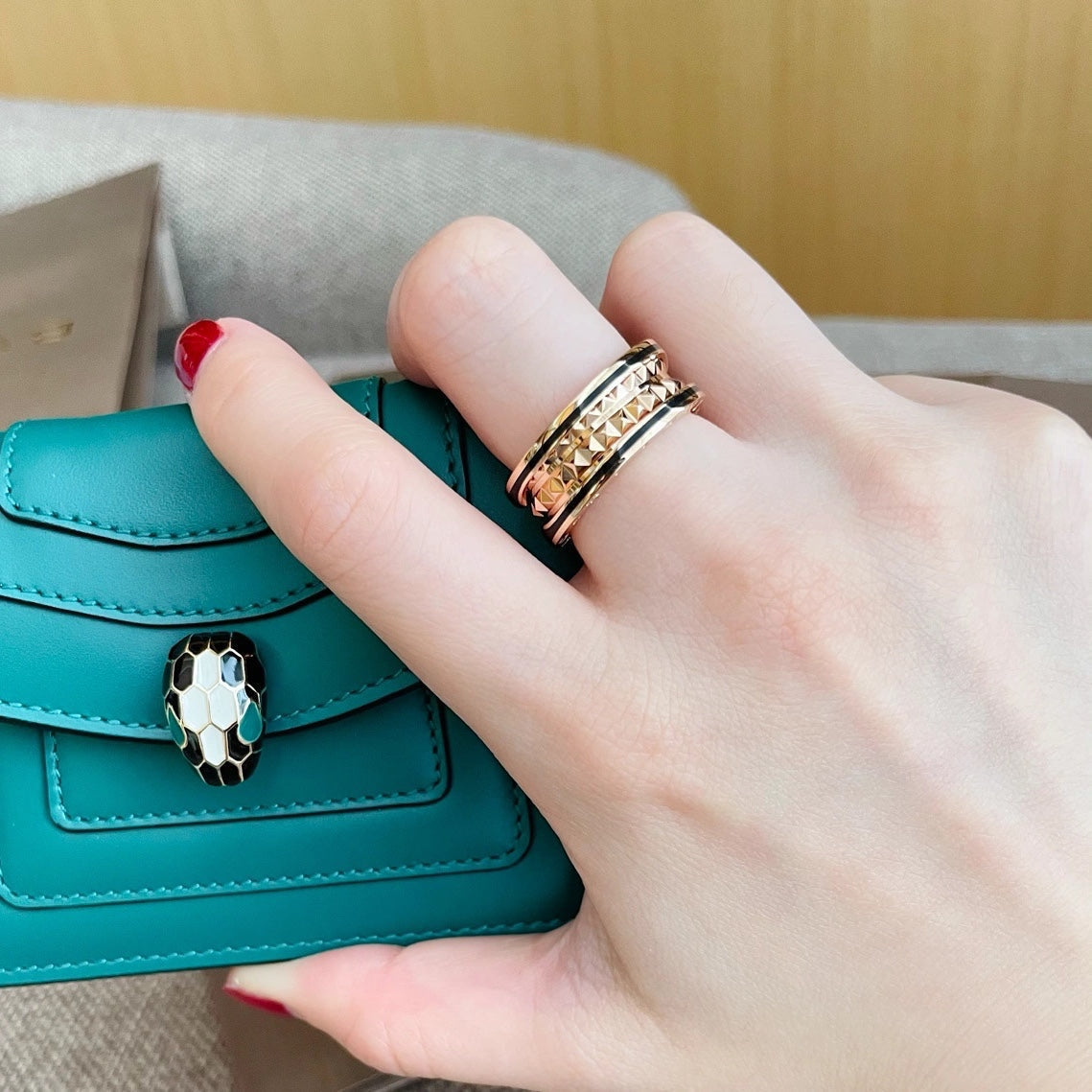 [⭐Veyra]ZERO 1 PINK GOLD BLACK CERAMIC RING