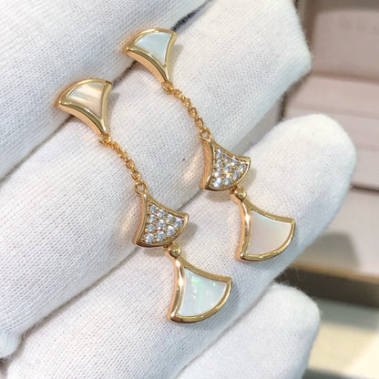 [⭐Veyra]DREAM EARRINGS 3 MOTIFS DIAMOND MOP PINK GOLD