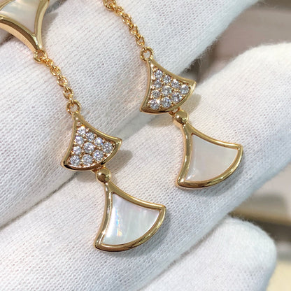 [⭐Veyra]DREAM EARRINGS 3 MOTIFS DIAMOND MOP PINK GOLD