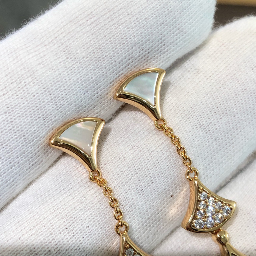 [⭐Veyra]DREAM EARRINGS 3 MOTIFS DIAMOND MOP PINK GOLD
