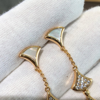 [⭐Veyra]DREAM EARRINGS 3 MOTIFS DIAMOND MOP PINK GOLD