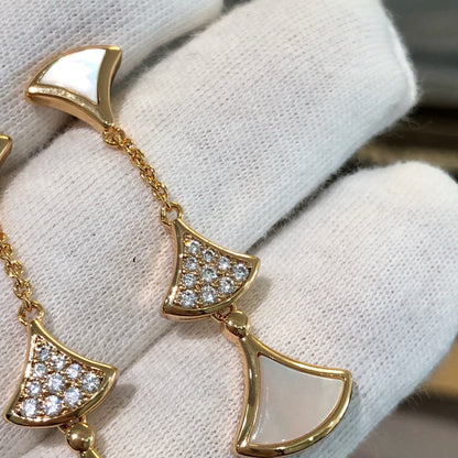 [⭐Veyra]DREAM EARRINGS 3 MOTIFS DIAMOND MOP PINK GOLD
