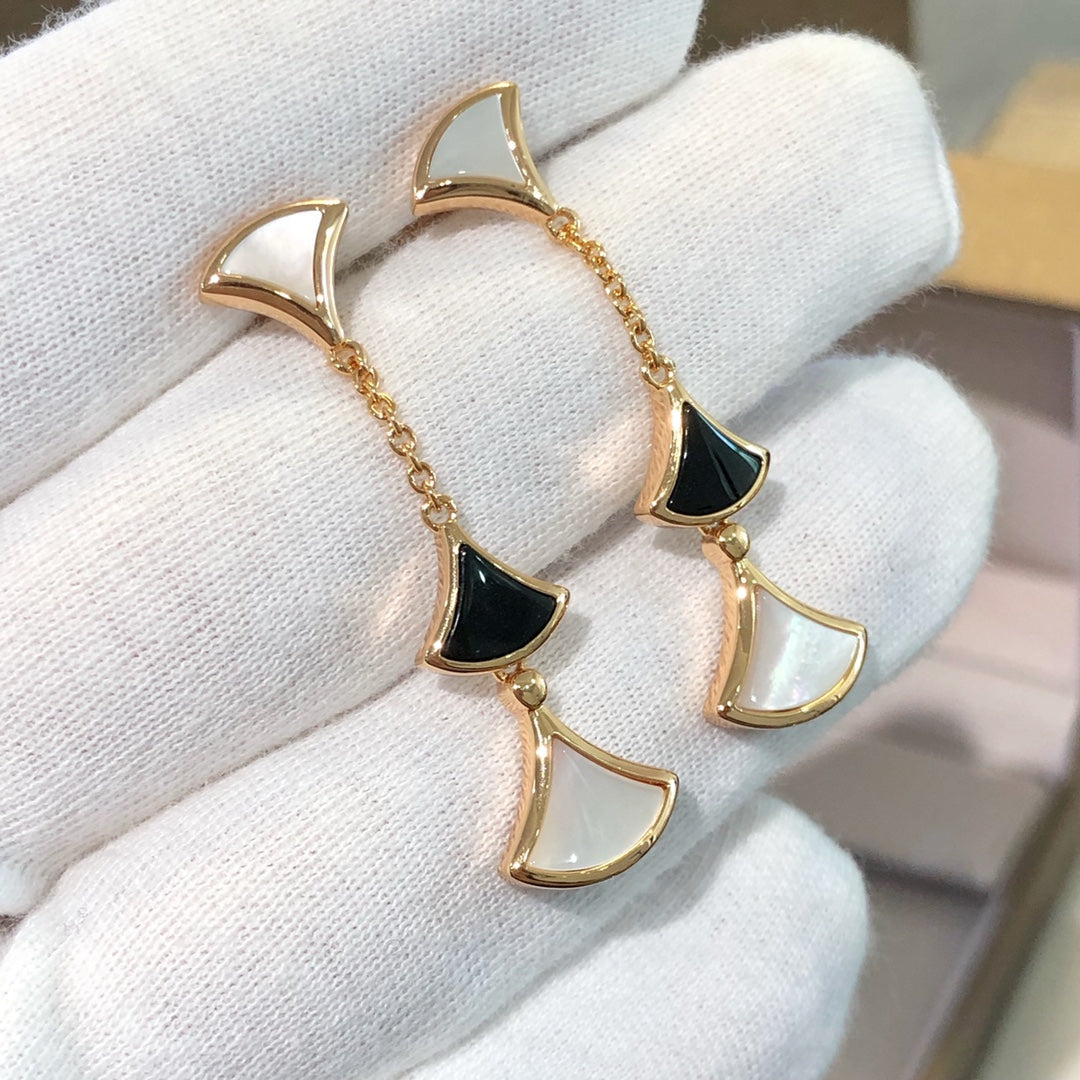 [⭐Veyra]DREAM EARRINGS 3 MOTIFS ONYX MOP PINK GOLD