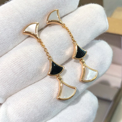 [⭐Veyra]DREAM EARRINGS 3 MOTIFS ONYX MOP PINK GOLD