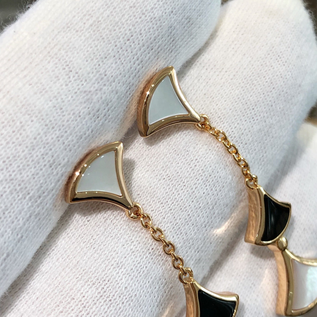 [⭐Veyra]DREAM EARRINGS 3 MOTIFS ONYX MOP PINK GOLD