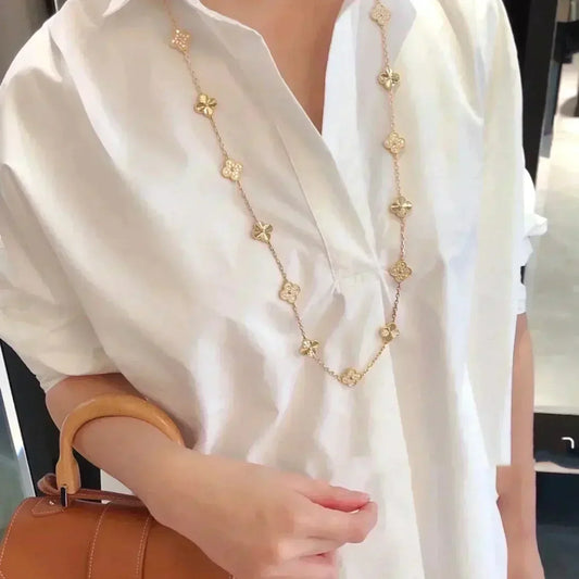 [⭐Veyra]CLOVER 20 MOTIFS LASER DIAMOND NECKLACE