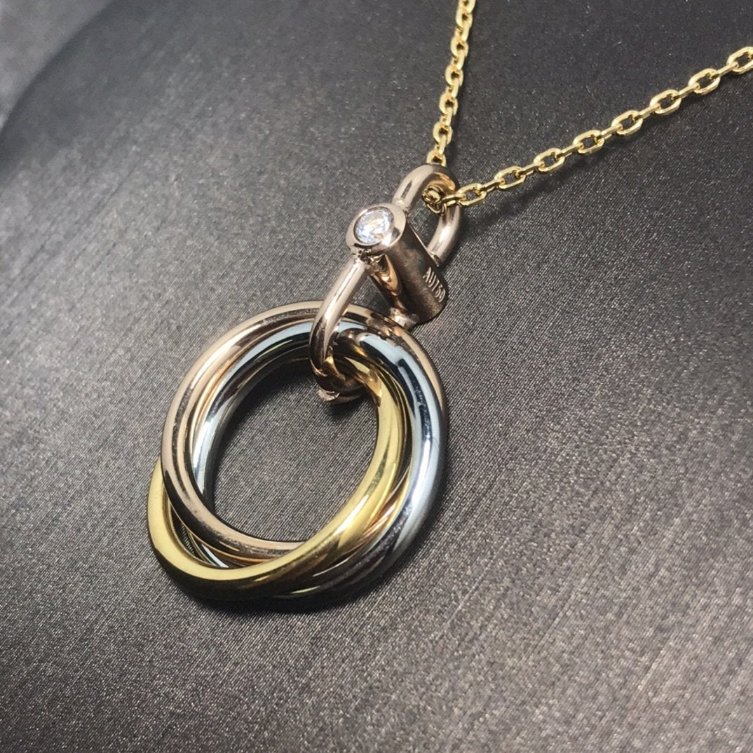 [⭐Veyra]TRINITY SILVER GOLD PINK GOLD NECKLACE