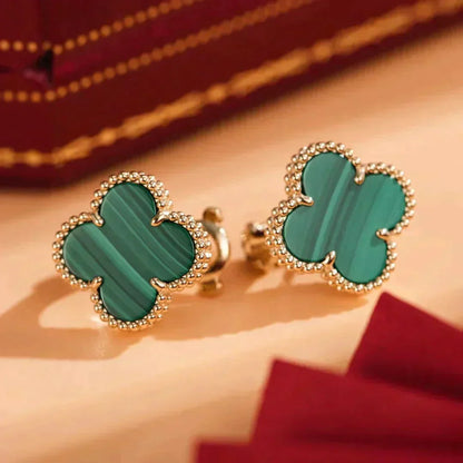 [⭐Veyra]CLOVER MEDIUM 1 MOTIFS MALACHITE  EARRINGS