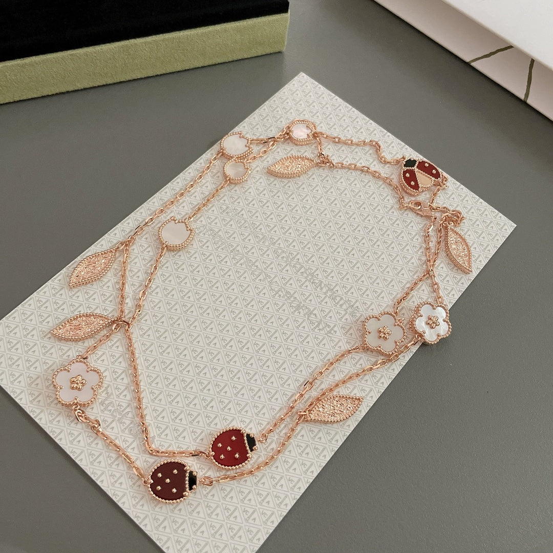 [⭐Veyra]LUCKY SPRING 15 MOTIFS ROSE GOLD NECKLACE