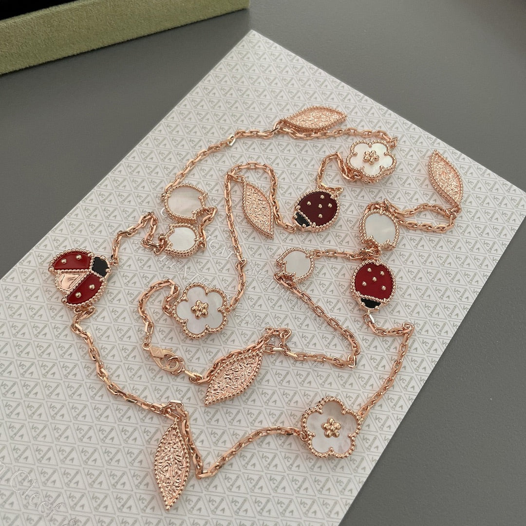 [⭐Veyra]LUCKY SPRING 15 MOTIFS ROSE GOLD NECKLACE