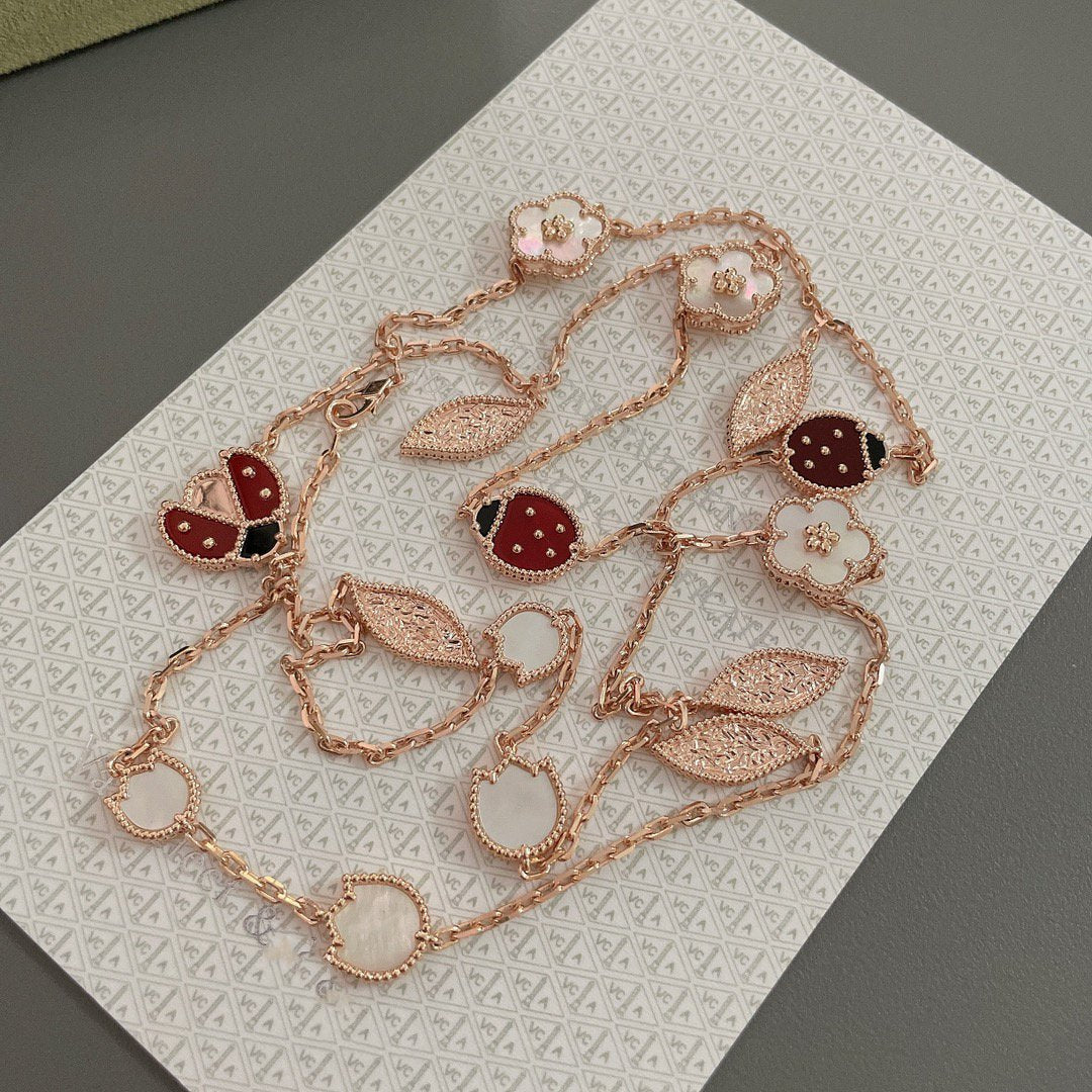 [⭐Veyra]LUCKY SPRING 15 MOTIFS ROSE GOLD NECKLACE