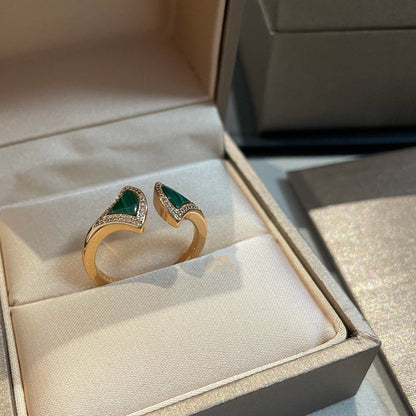 [⭐Veyra]DREAM MALACHITE DIAMOND OPEN RING