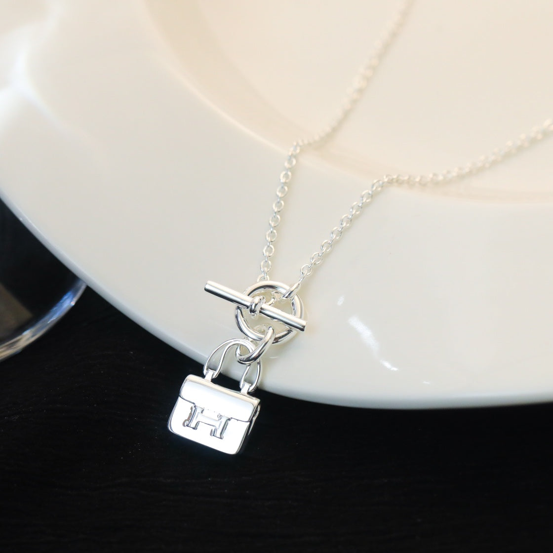 [⭐Veyra]POP H PEDANT SILVER NECKLACE