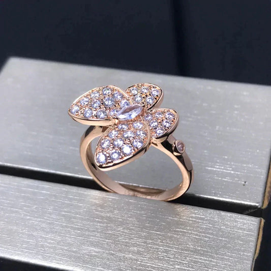 [⭐Veyra]BUTTERFLY PINK GOLD DIAMOND RING