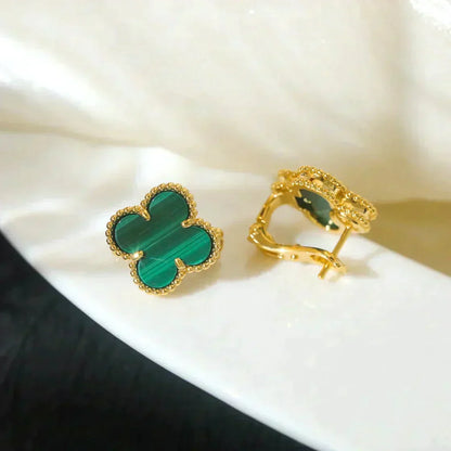[⭐Veyra]CLOVER MEDIUM 1 MOTIFS MALACHITE  EARRINGS