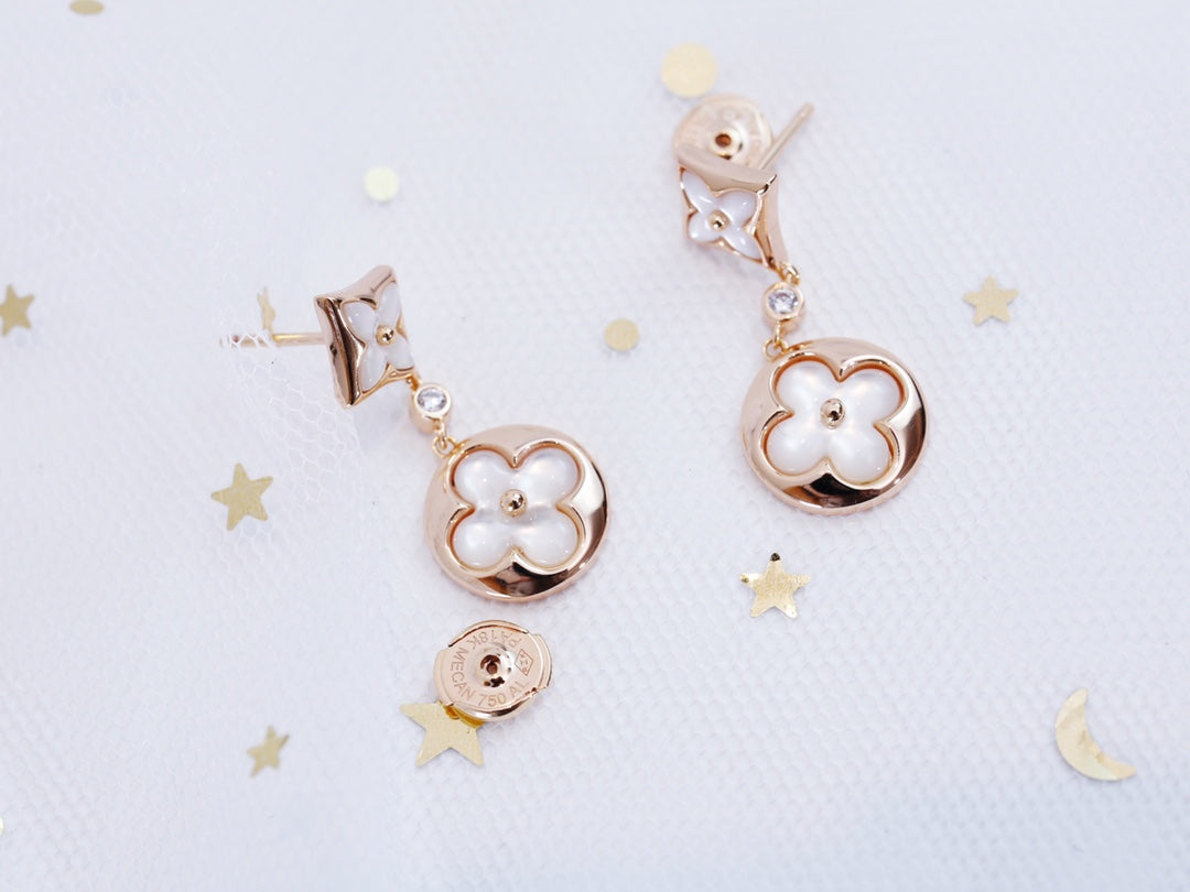 [⭐Veyra]STAR AND SUN PINK GOLD MOP DROP EARRINGS