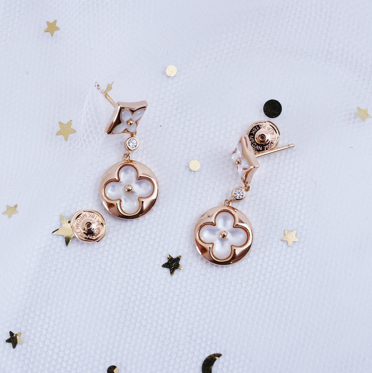 [⭐Veyra]STAR AND SUN PINK GOLD MOP DROP EARRINGS
