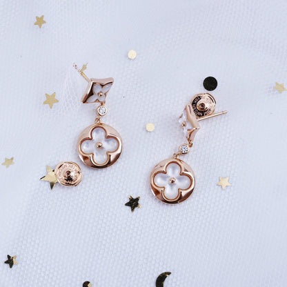 [⭐Veyra]STAR AND SUN PINK GOLD MOP DROP EARRINGS