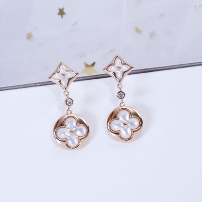 [⭐Veyra]STAR AND SUN PINK GOLD MOP DROP EARRINGS