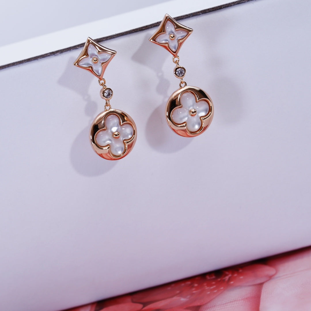 [⭐Veyra]STAR AND SUN PINK GOLD MOP DROP EARRINGS