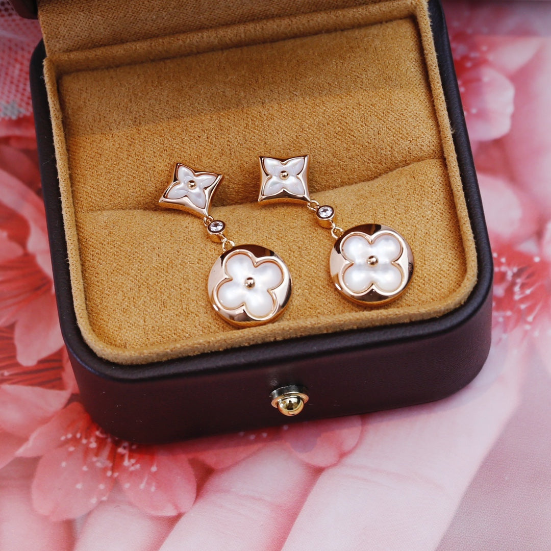 [⭐Veyra]STAR AND SUN PINK GOLD MOP DROP EARRINGS