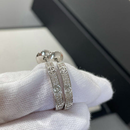 [⭐Veyra]LOVE DIAMOND SILVER HOOP EARRINGS